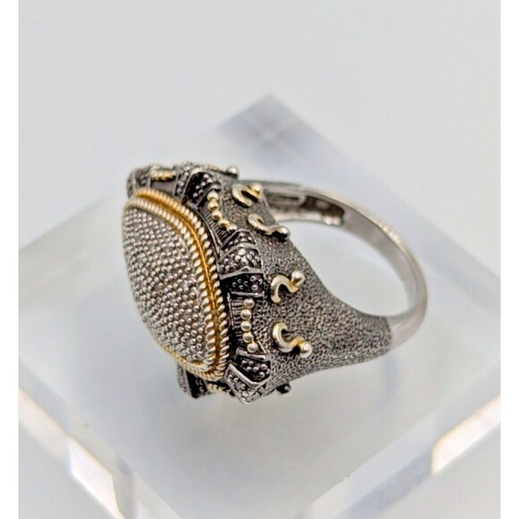 Elizabeth Adams Collection Sterling Silver 925 Pave Diamonds Statement Ring Sz 6 - Picture 3 of 16